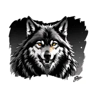 Wolf with a grin tattoo design idea