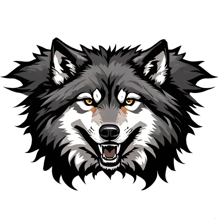 Wolf with a grin tattoo design idea