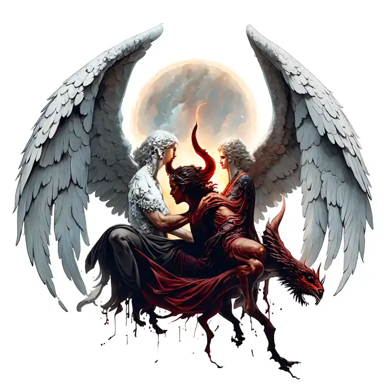 angels vs demons tattoo design idea