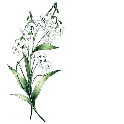 Lily of the valley bouquet with integrated astrological sign: Leo, Aries, Taurus, Aquarius tattoo design idea