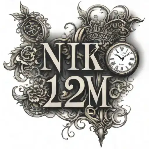 the date “12-03-2006” in roman numeral and underneath write in script “2:24 AM” tattoo design idea