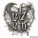 the date “12-03-2006” in roman numeral and underneath write in script “2:24 AM” tattoo design idea