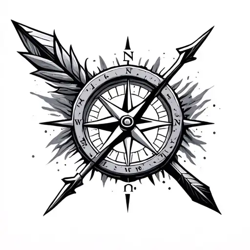 forearm arrow compass tattoo design idea