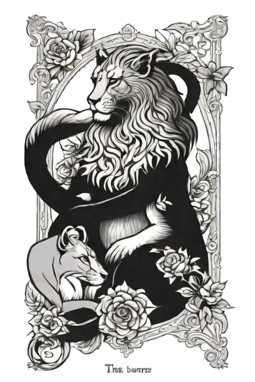 The lovers tarot card simba and nala tattoo design idea