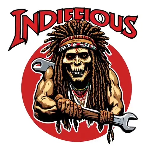 "Indigenous Plumbing " "Indigenous Plumbing " "Indigenous Plumbing " gangsta dread locks Native American holding wrench tattoo design idea