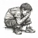 sad kid crying tattoo design idea