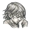 sad kid crying tattoo design idea