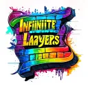 "Infinite Layers" rainbow grafitti brick wall tattoo design idea