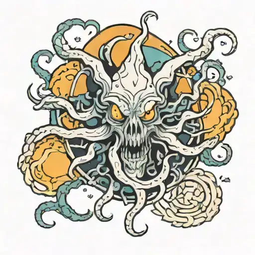 Lovecraftian cosmic horror eldritch god tattoo design idea