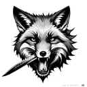 Fox and sabre in mouth tattoo design idea