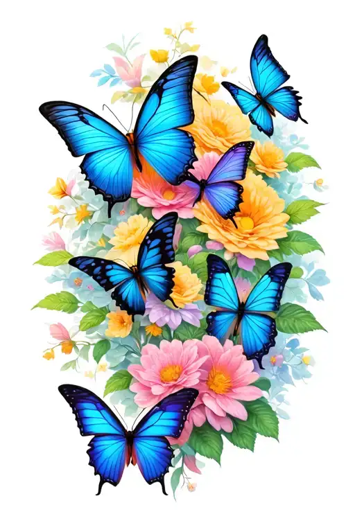 slingle little butterflies intertwined tattoo design idea