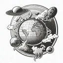Flat Earth tattoo design idea
