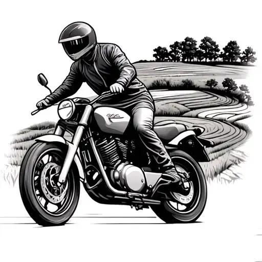 vietnamese motorcycle speeding through rice terraces tattoo design idea