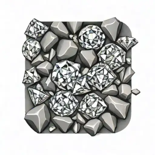 Pile of diamonds scattered on grey stones tattoo design idea