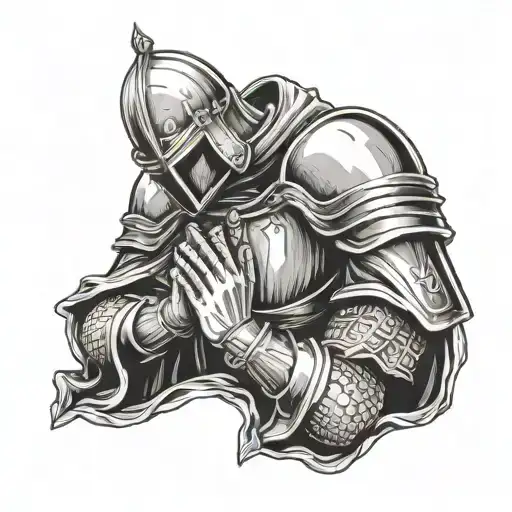 crusader knight praying hands tattoo design idea