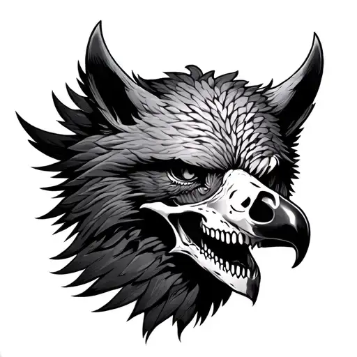 eagle wolf skull tattoo design idea