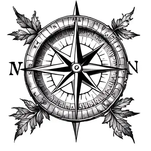 compass rose, family, nature tattoo design idea
