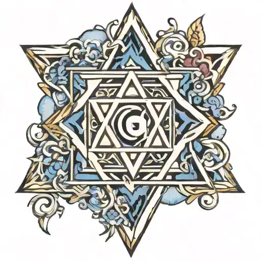 Star of David with shalom in hebrew tattoo design idea