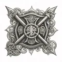 firefighter cross and celtic art inspired tattoo tattoo design idea