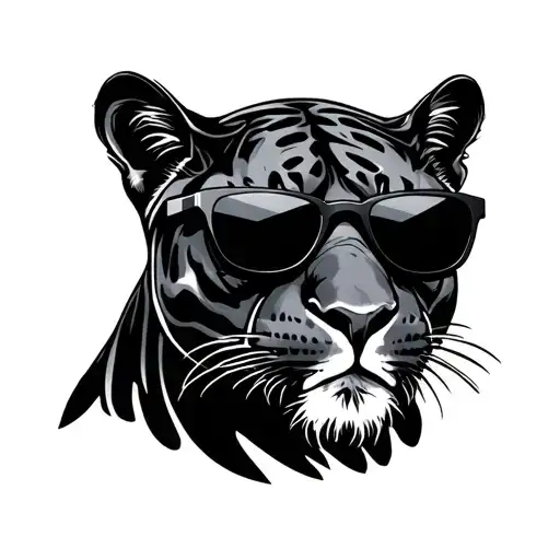 panther head wearing sunglasses tattoo design idea