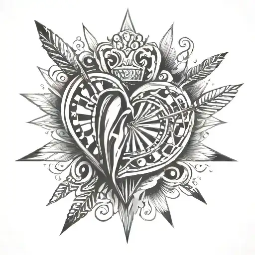 darts heart tattoo design idea