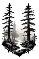 bio mechanical forest landscape breakthrough DMT halucinogenic trip tattoo design idea