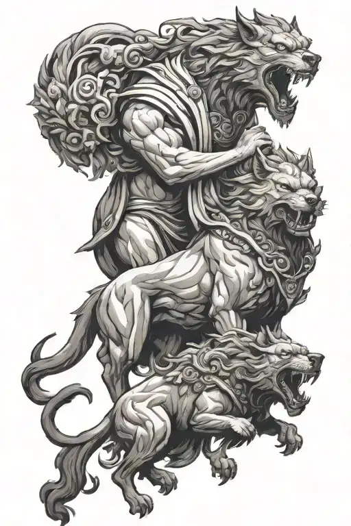 hades and cerberus tattoo design idea