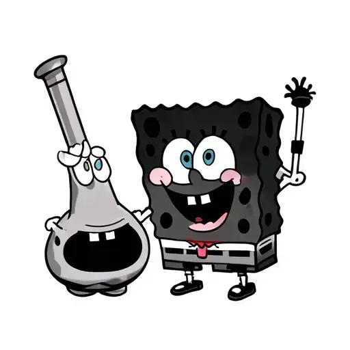 Create the Tattoo templates from Spongebob and Patrick with a bong tattoo design idea