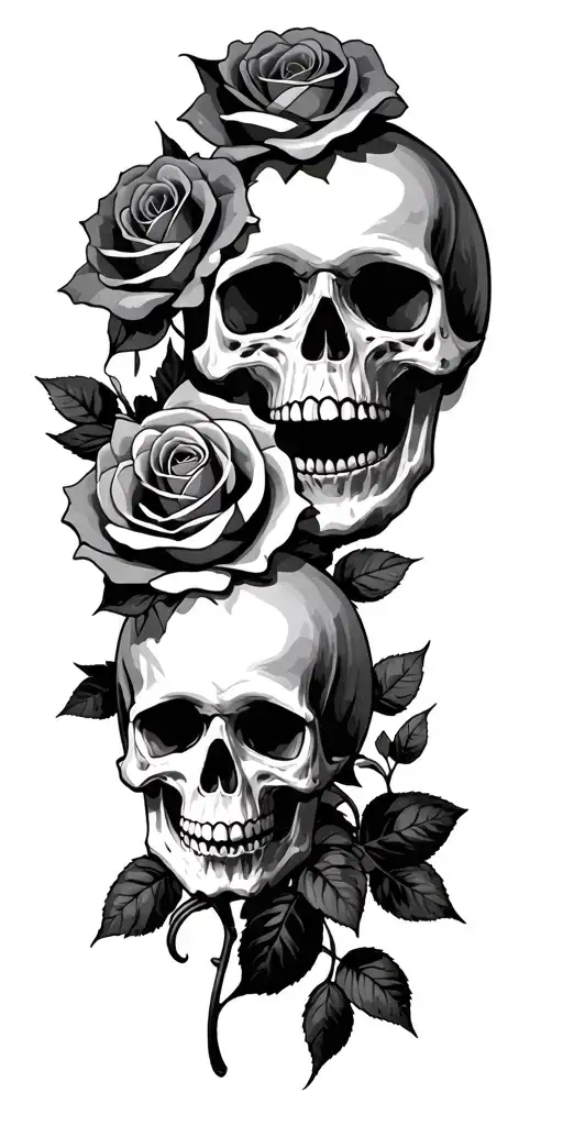 skulls and roses amd life is a gamble  tattoo design idea