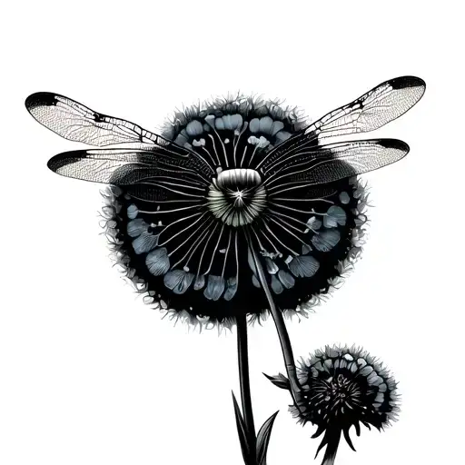 Dragonfly Dandelion tattoo design idea