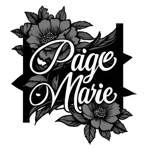 Paige Marie name written fancy tattoo design idea
