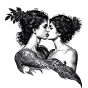 Adam and Eve biting tattoo design idea
