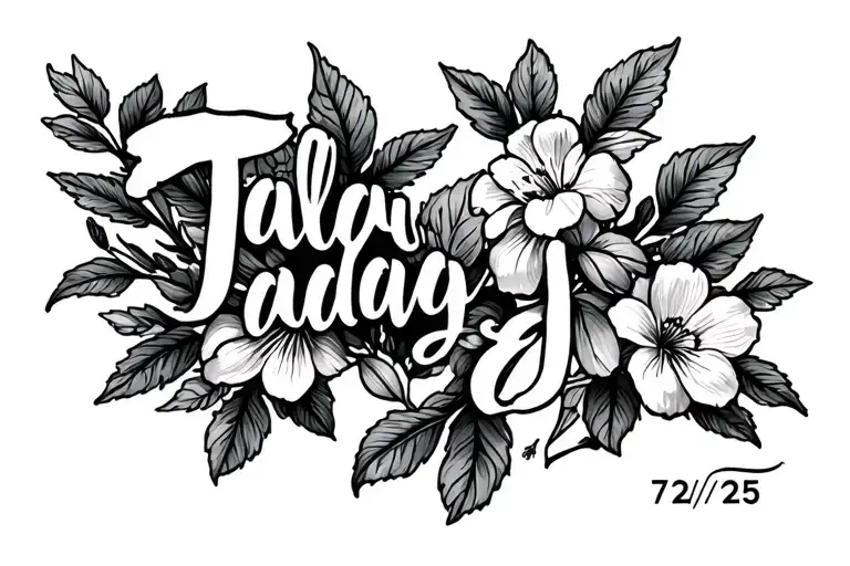 "Talaya Jade 7/27/25" Larkspur flowers tattoo design idea