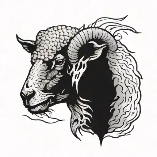 A sheep in wolf's clothing, bust cracked tattoo design idea
