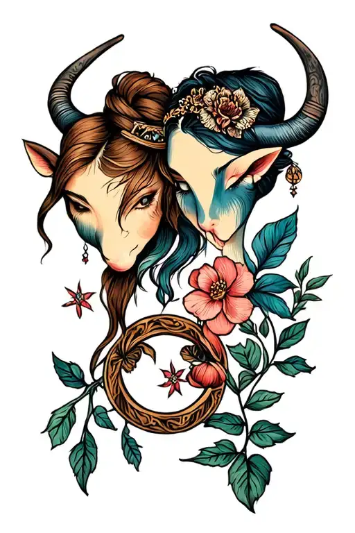 Matching best friend tattoos Taurus and Cancer tattoo design idea