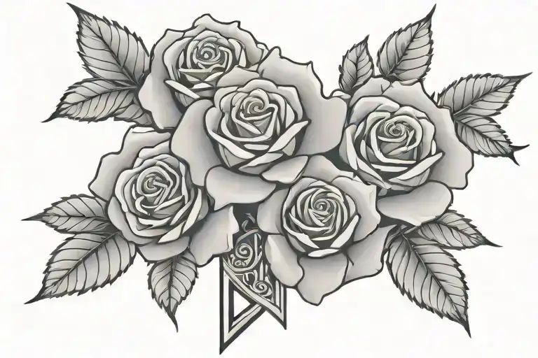 Roses with negative space cross tattoo design idea