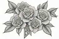 Roses with negative space cross tattoo design idea