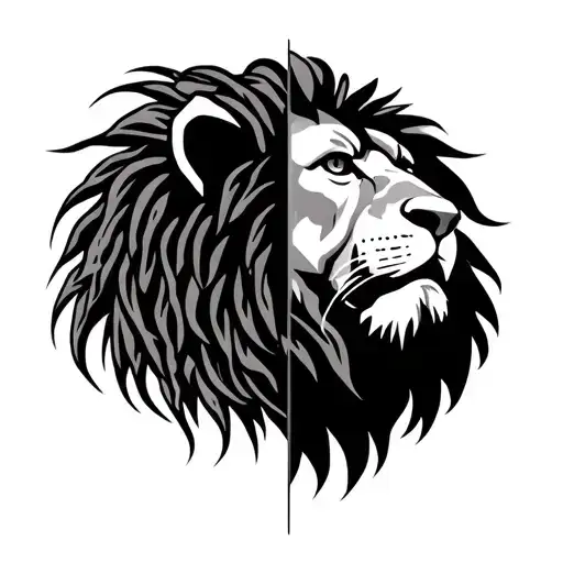 lion with dreads half head and half normal tattoo design idea