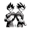 majin vegeta and goku pose tattoo design idea
