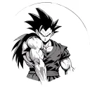 majin vegeta and goku pose tattoo design idea