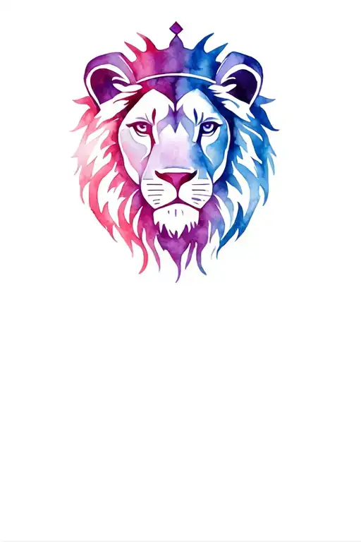 crowned lion face tattoo design idea