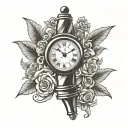 Barber Pole clock tattoo design idea
