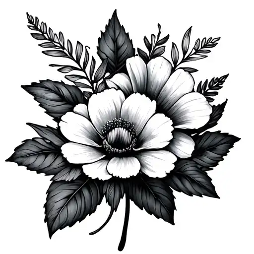 birth flowers January, February, March and October tattoo design idea
