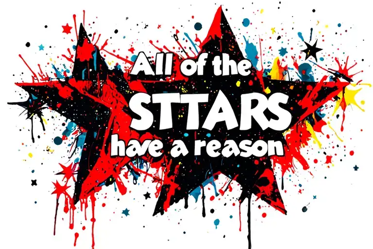 "All of the stars have a reason" colorful stars forming the shape tattoo design idea