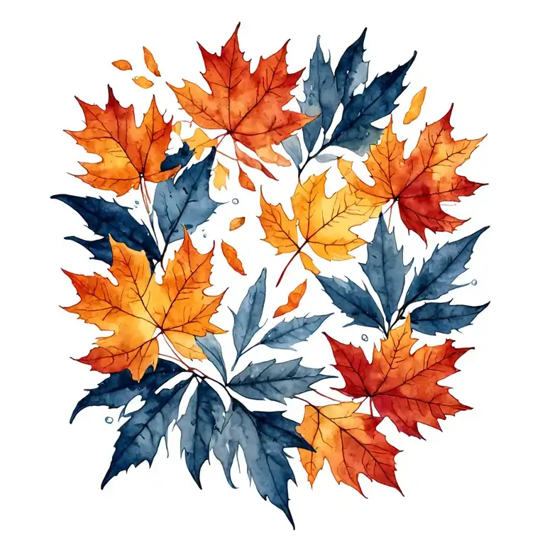 autumn falling leaves tattoo design idea