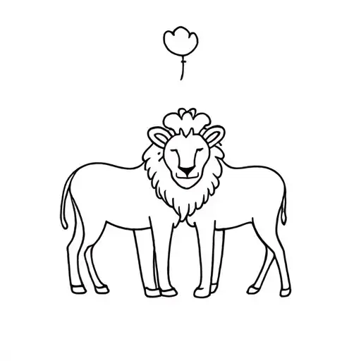 lion and lamb tattoo design idea