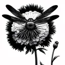 Dragonfly Dandelion flower and seed tattoo design idea