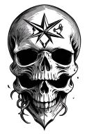 (skull anchor, facing forward, sharp defined teeth:1.4),  (8-pointed chaos star low contrast directly behind skull:1.2)  tattoo design idea
