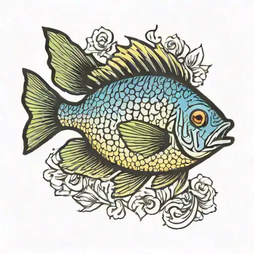 bluegill fish hooked tattoo design idea