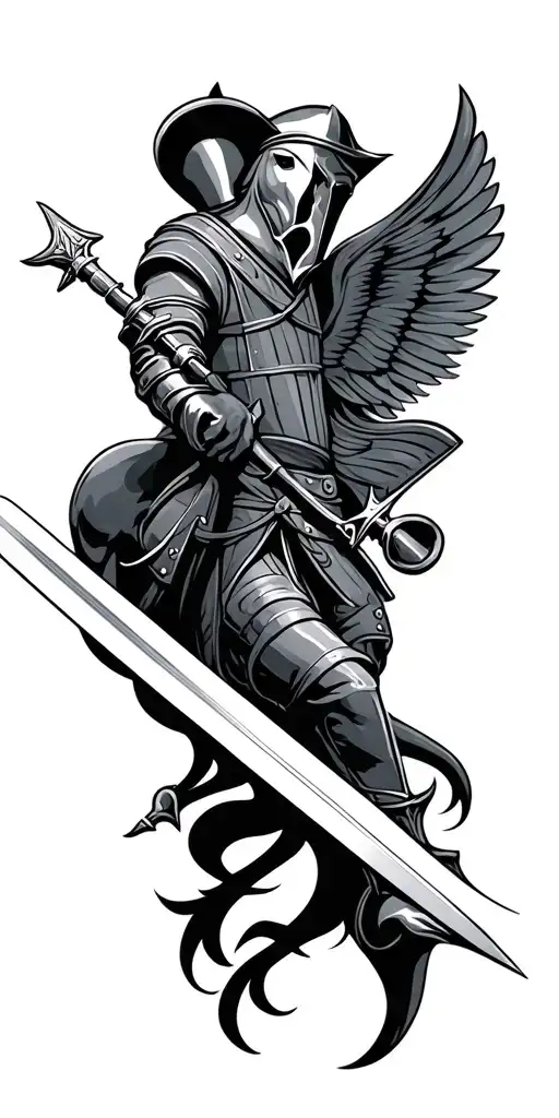 crossed cavalry sabers tattoo design idea